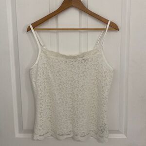 Vintage Liz Claboirne Cream Lace Lined Tank Top Womens Size XL‎